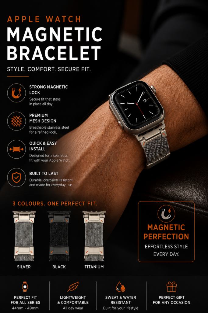 Apple Watch Magnetic Stainless Steel Mesh Band Lock Bracelet - Mobile ...