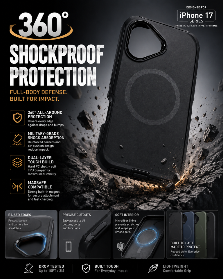 Shockproof Image iPhone 17 360 Shockproof Heavy Duty Armor Case - Mobile Essentials ...